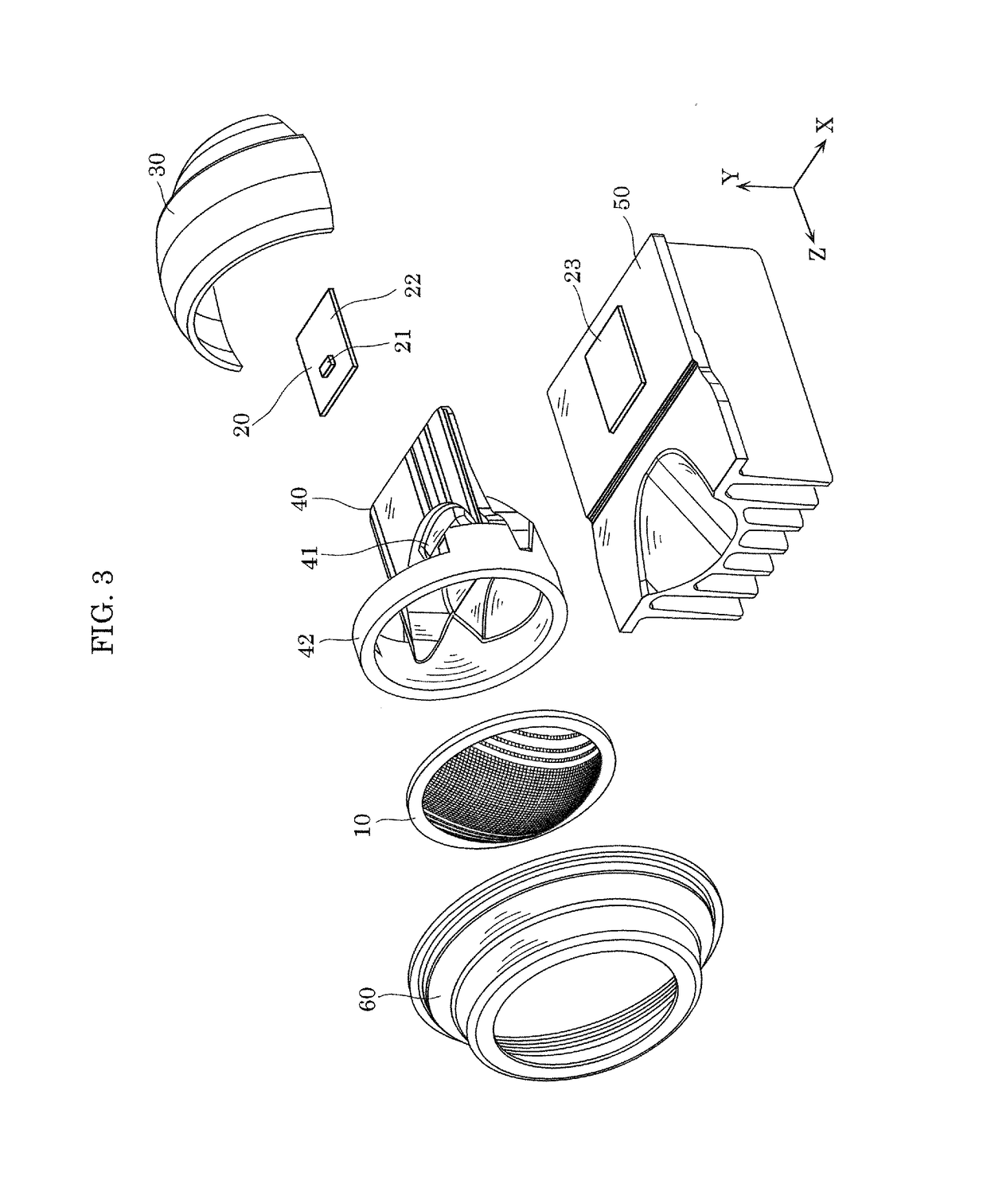 Lighting apparatus, automobile, and projection lens