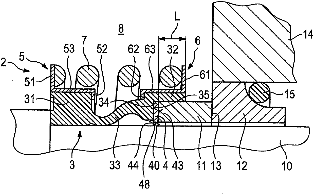 Slip-ring seal arrangement with bellows element