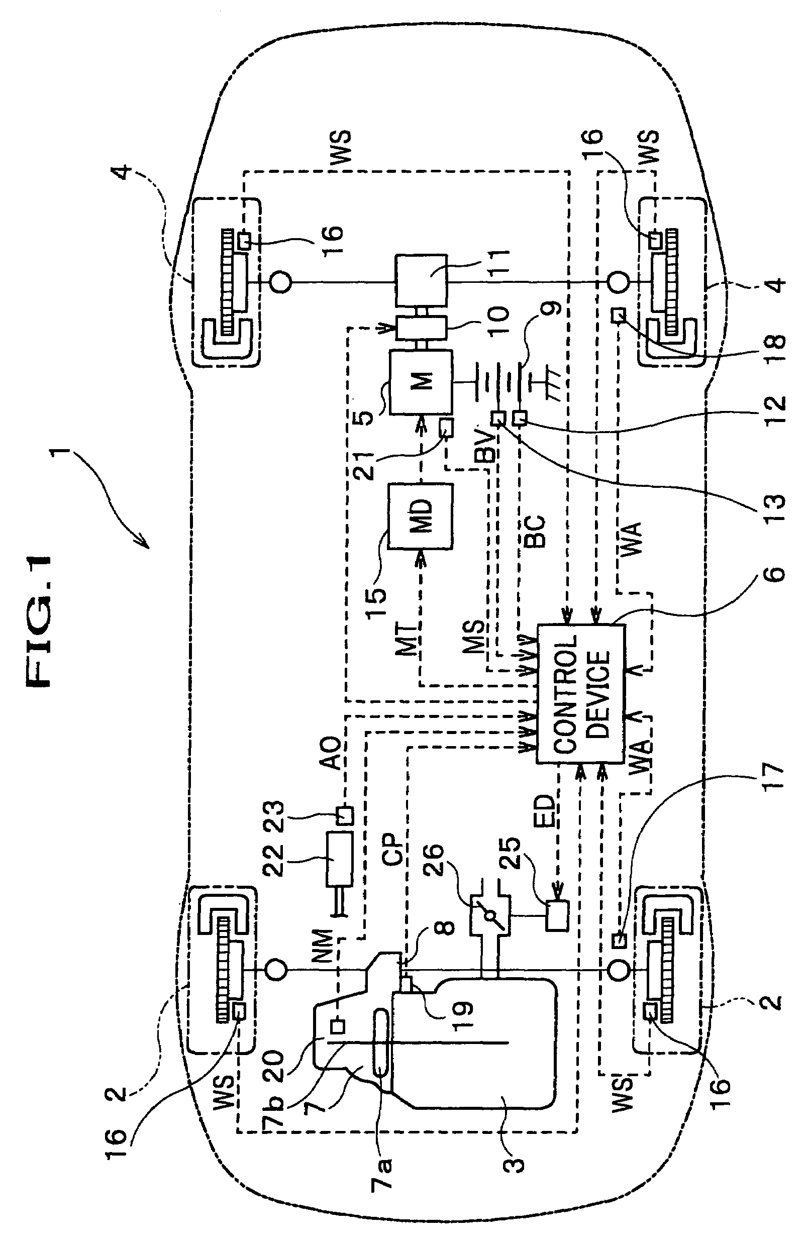 Front and rear wheel drive vehicle and control device for controlling same