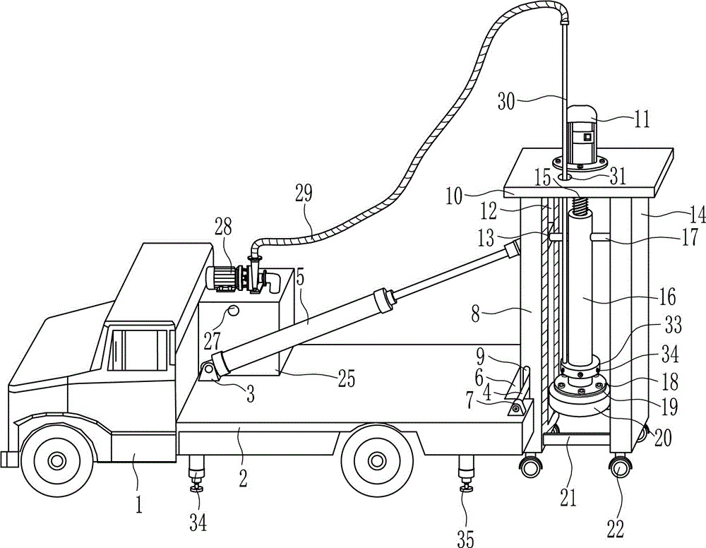 Special dredging vehicle for sewer man-hole