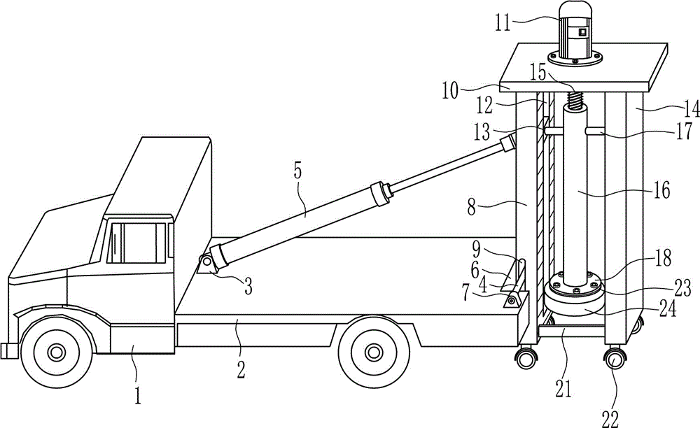 Special dredging vehicle for sewer man-hole