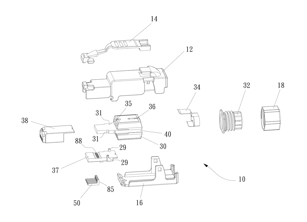 RJ-45 plug for high frequency applications