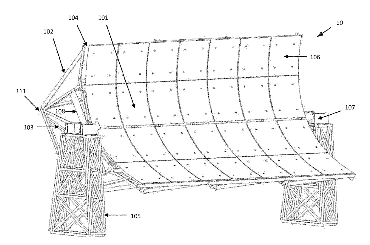 Spaceframe support structure for a solar collector