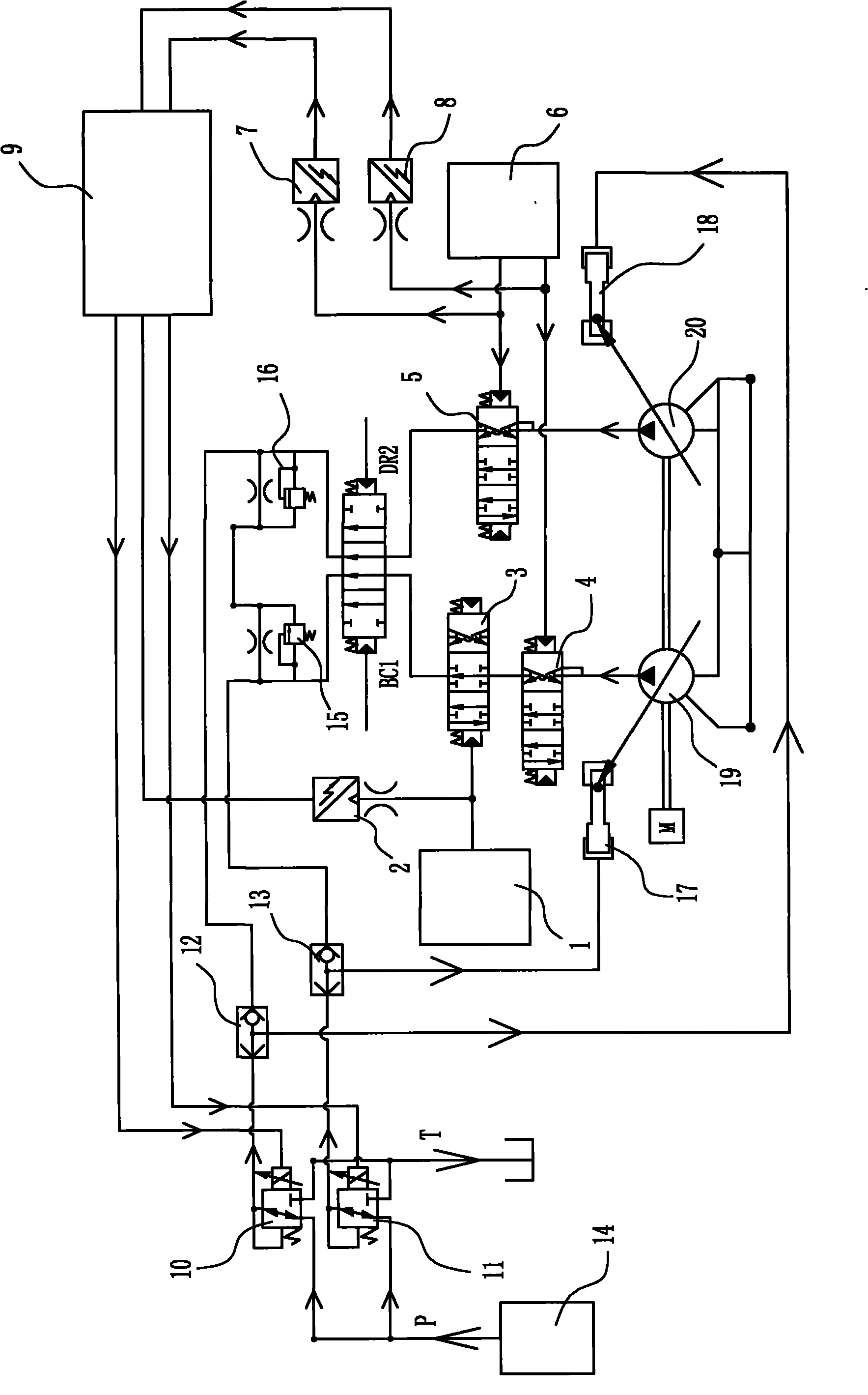 Hydraulic excavator flow rate control method and control loop