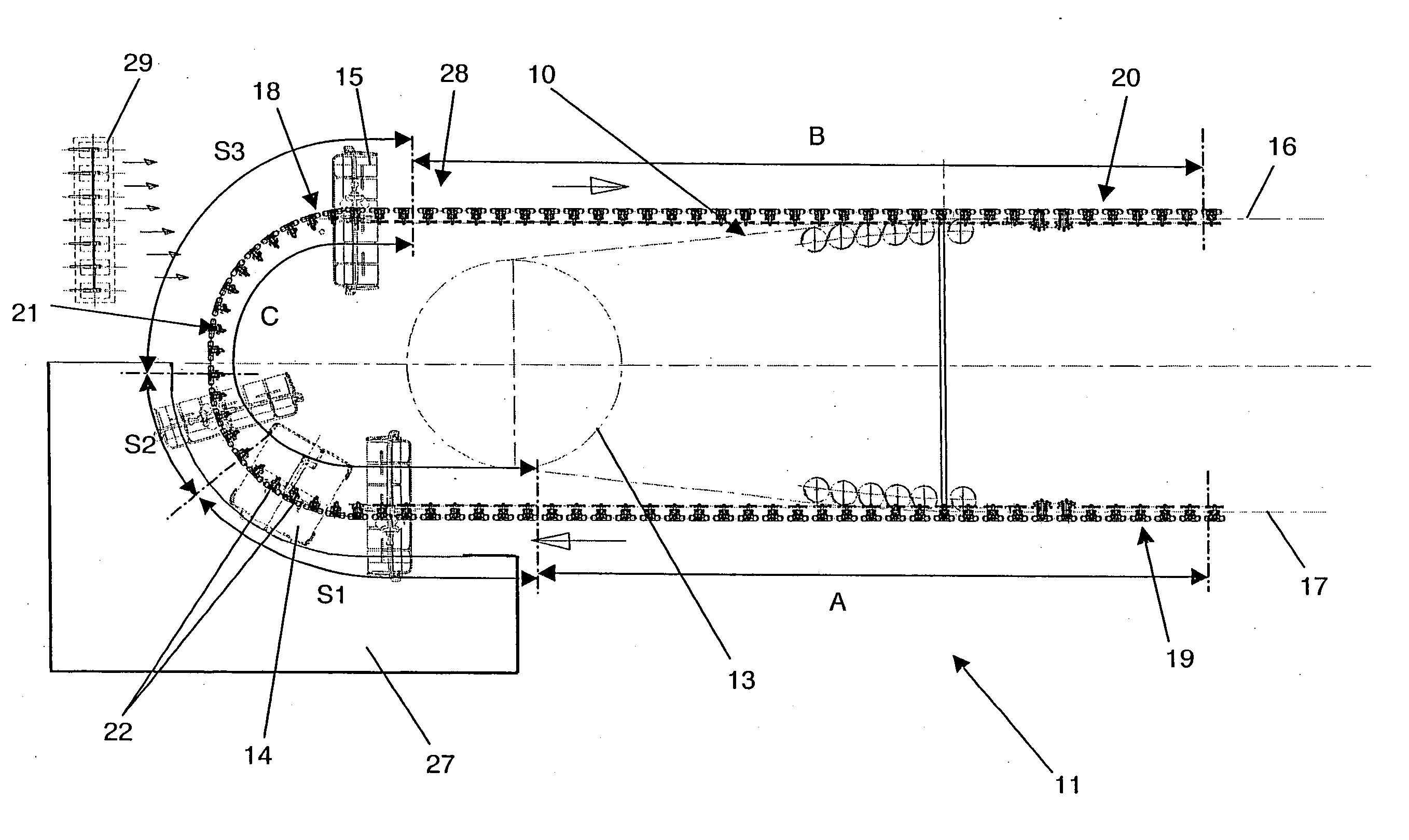 Transport installation with aerial rope conveying chairs and gondola cars