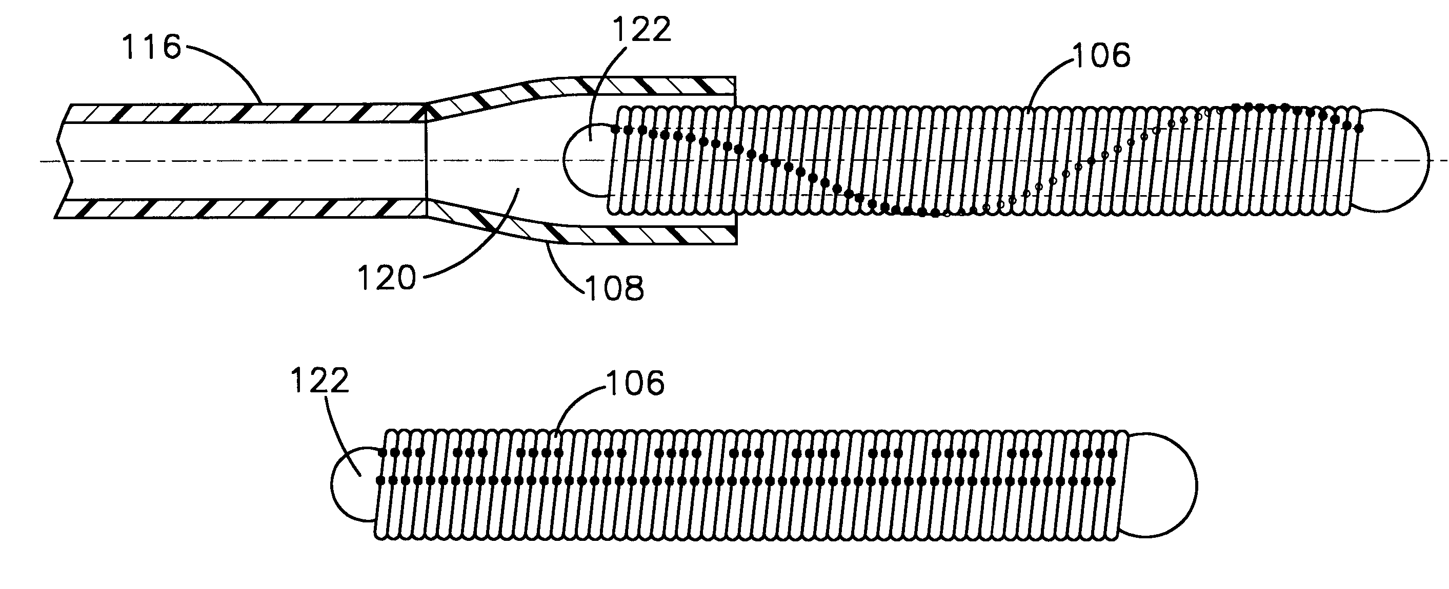 Stretch resistant embolic coil with variable stiffness