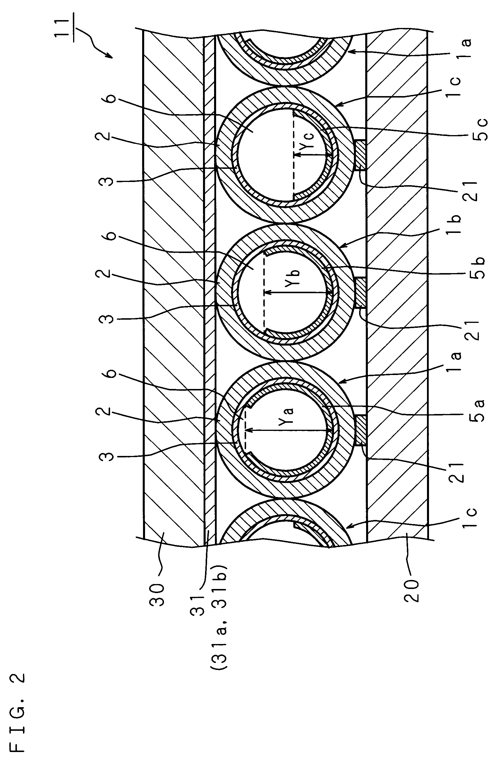 Display device with varying phosphor structure