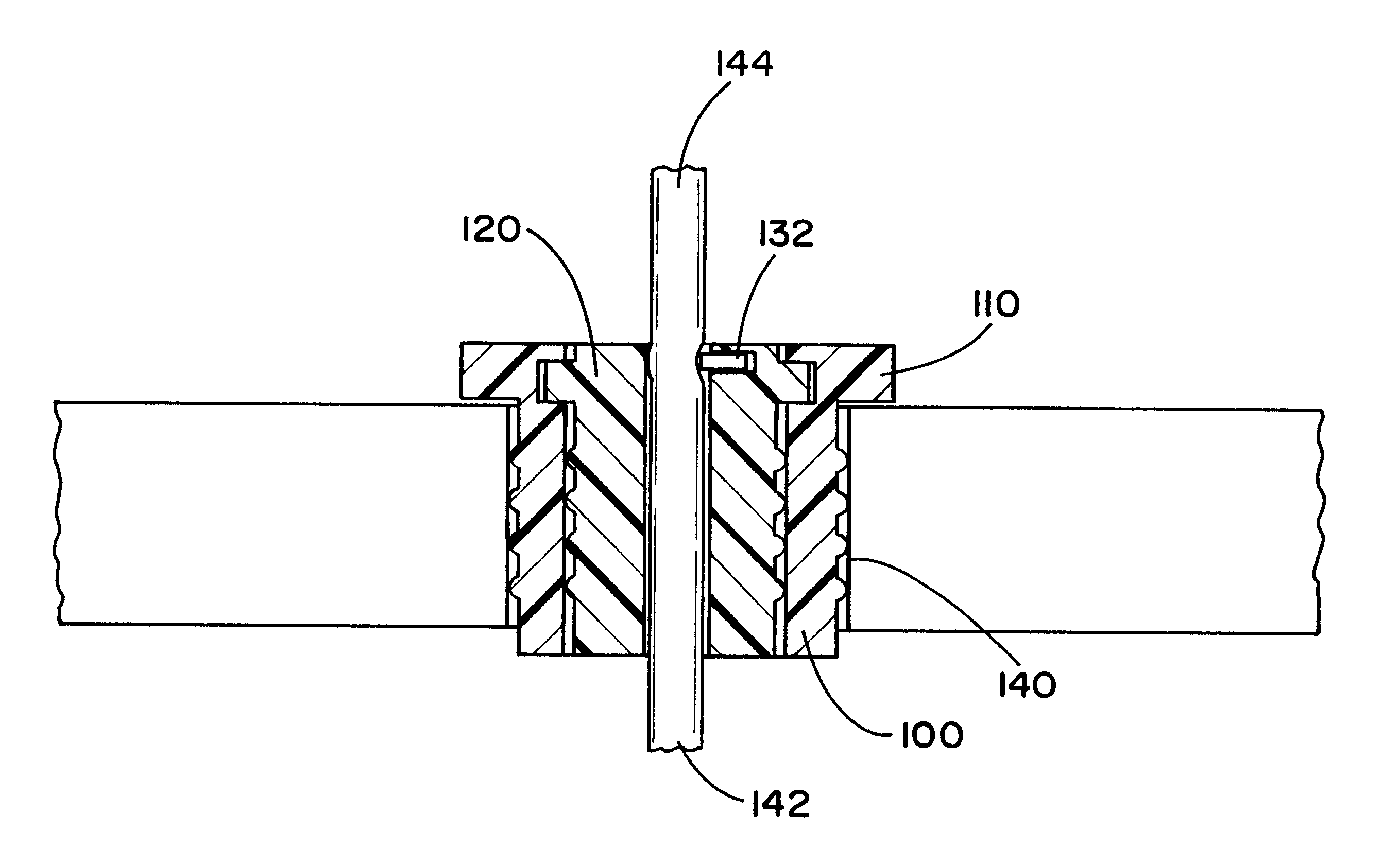 Skull mounted electrode lead securing assembly