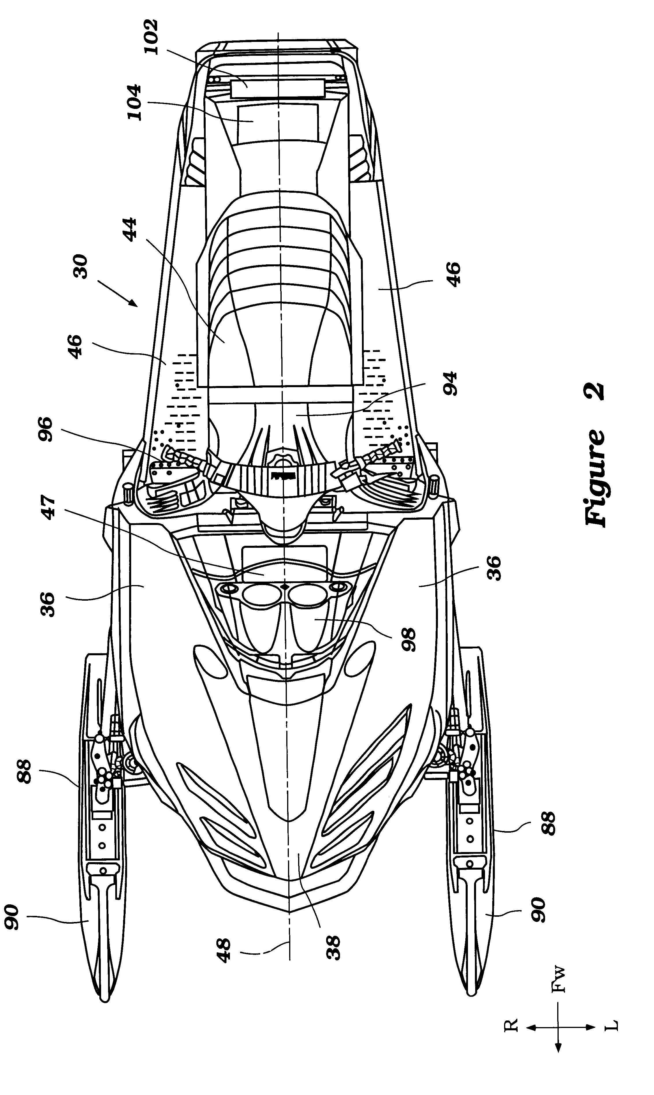 Lighted storage compartment for snowmobile