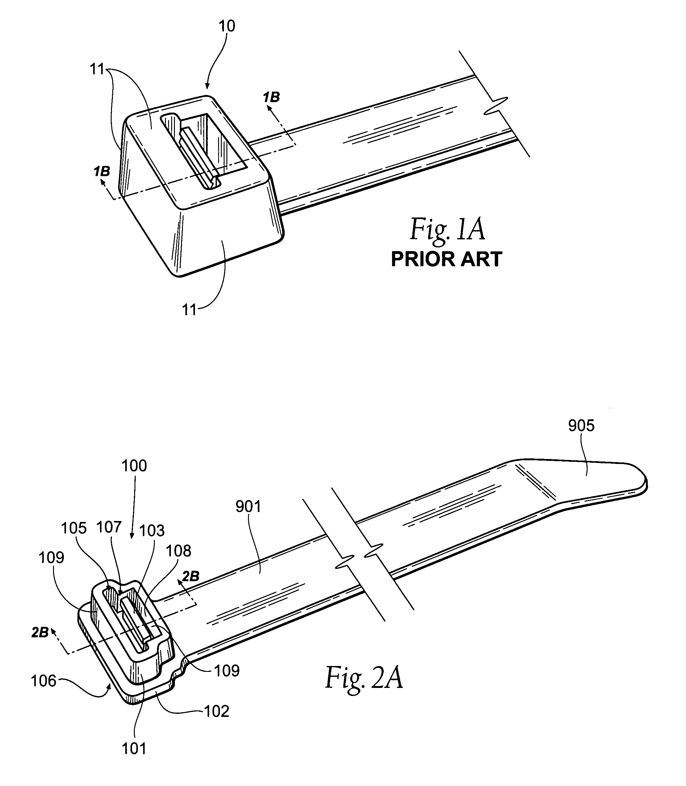 Element of a cable tie strap