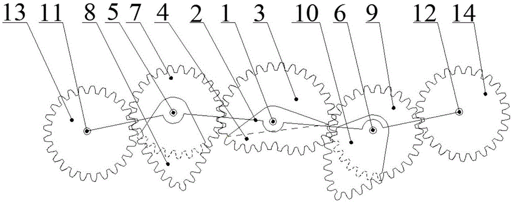 Combined incompletely eccentrically circular and non-circular gear planetary train vegetable seedling pick-up mechanism