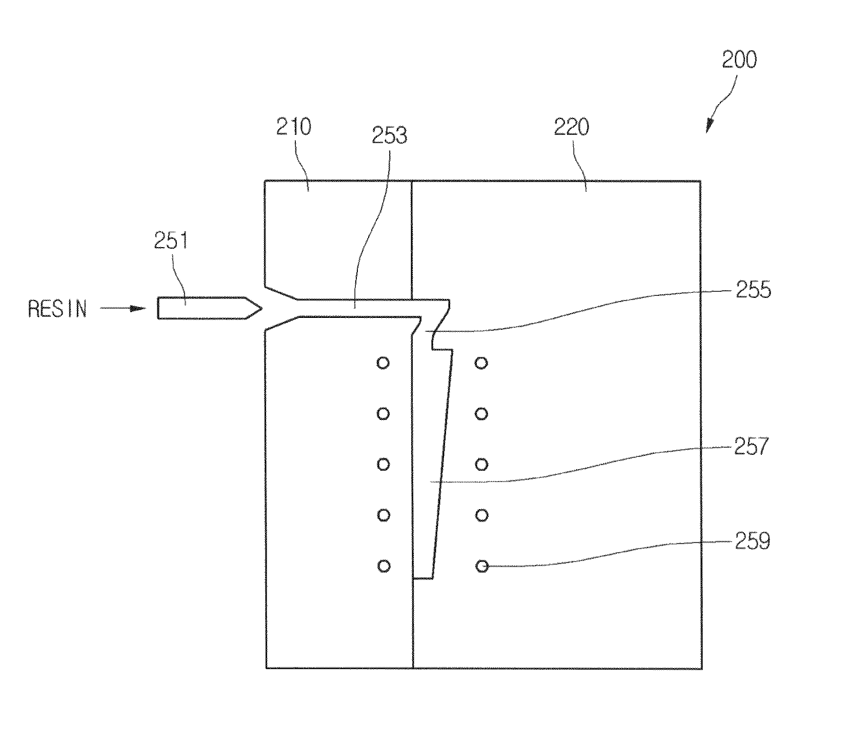 Injection mold for forming a light guide plate