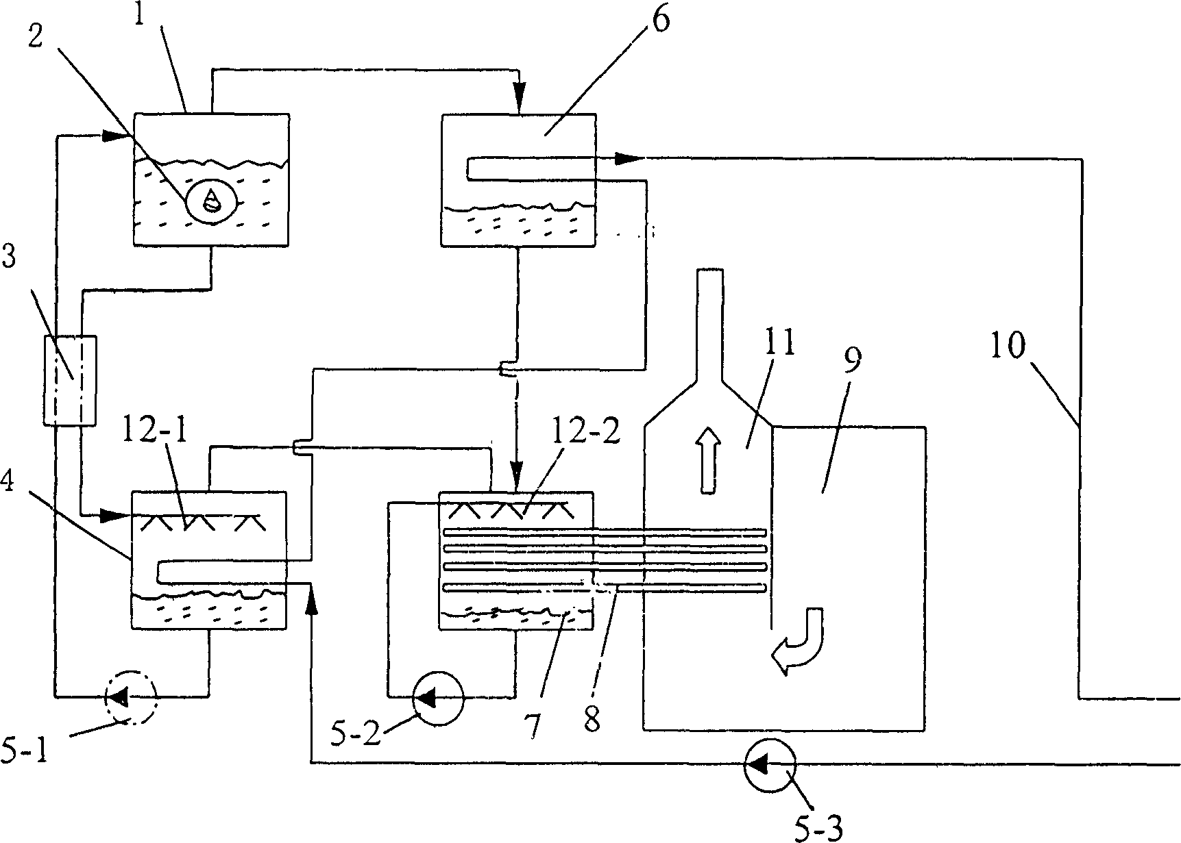 Heating apparatus utilizing aqueous vapour latent heat in fuel gas, fuel oil boiler exhaust gas