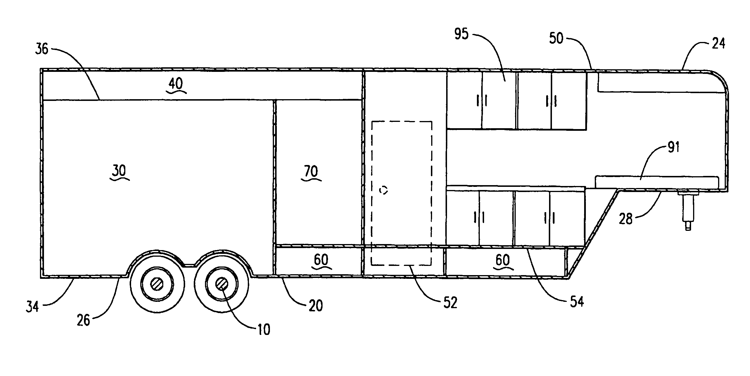 Combination livestock trailer and travel trailer