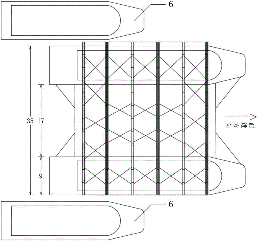 Device for underwater pile foundation construction platform convertible in floating and fixing