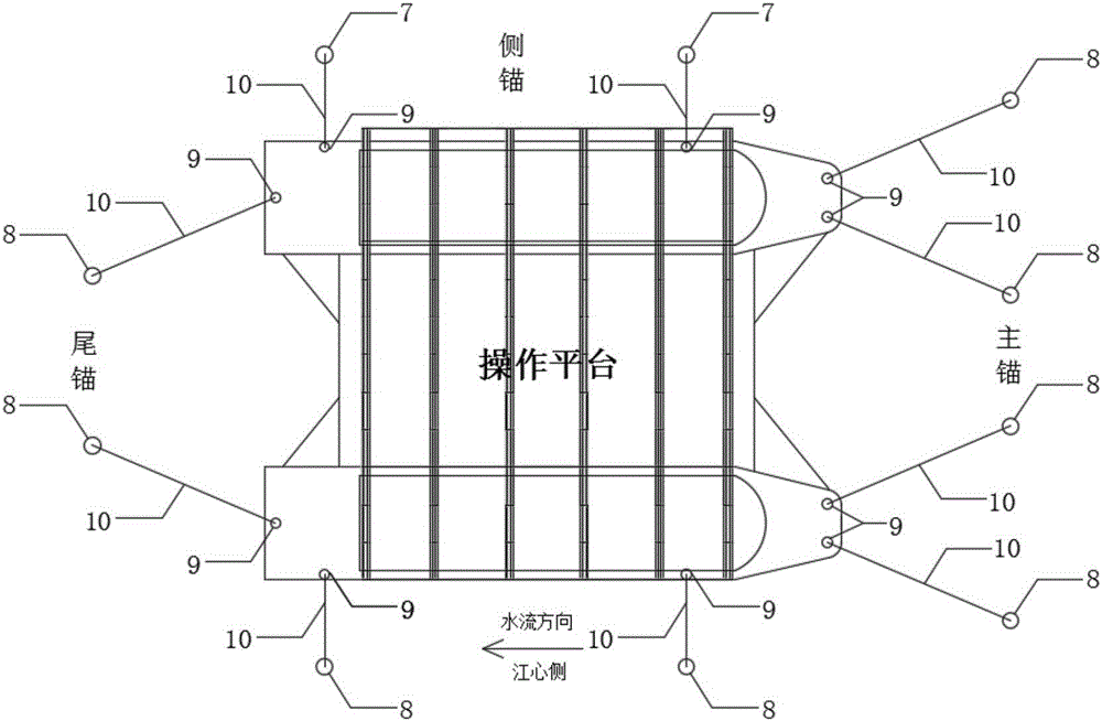 Device for underwater pile foundation construction platform convertible in floating and fixing