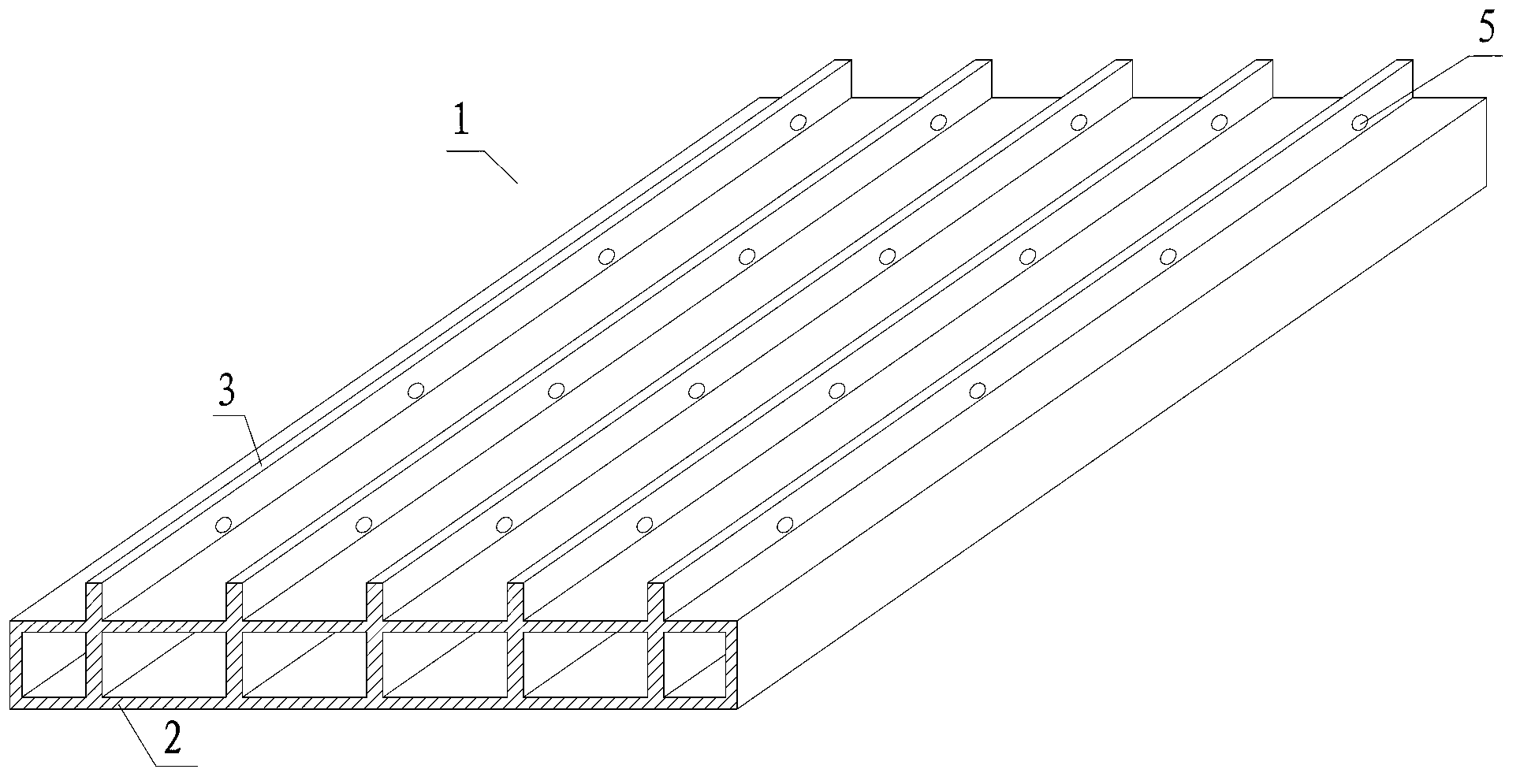 Ribbed FRP (fiber reinforced plastic) component and concrete composite bridge deck