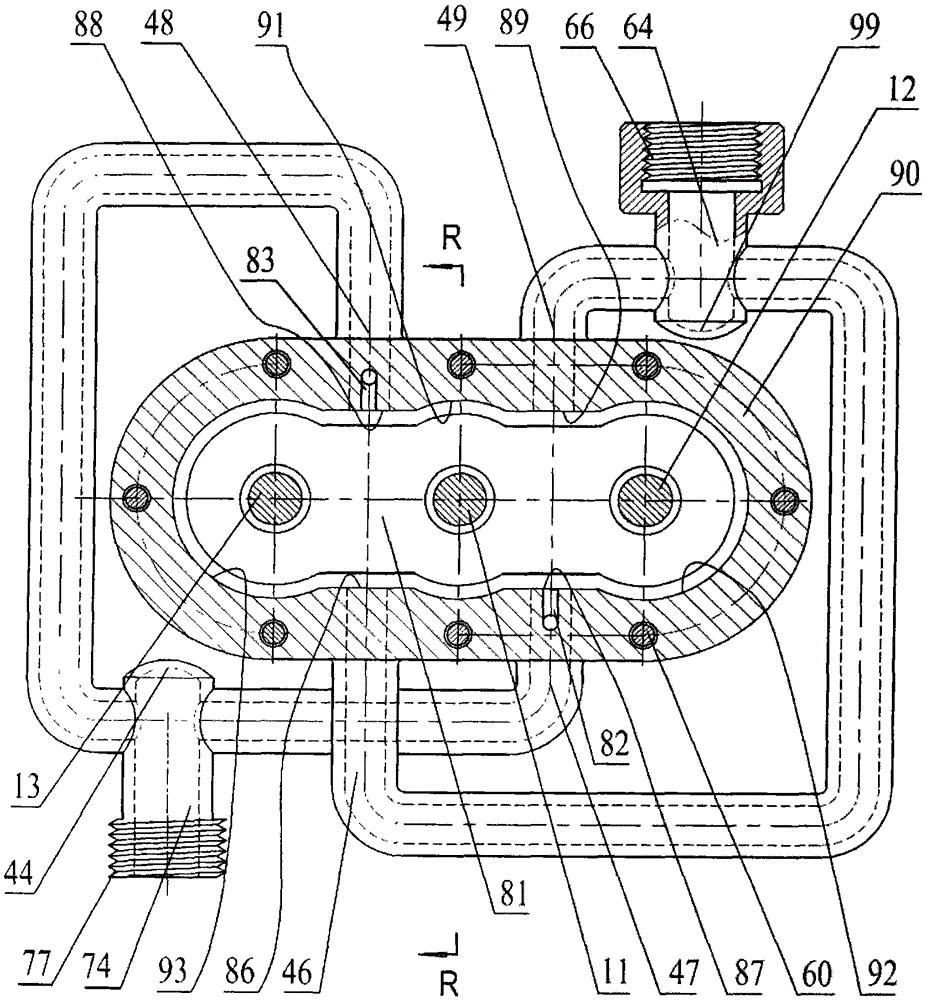 A self-balancing gear pump with internal and external threads