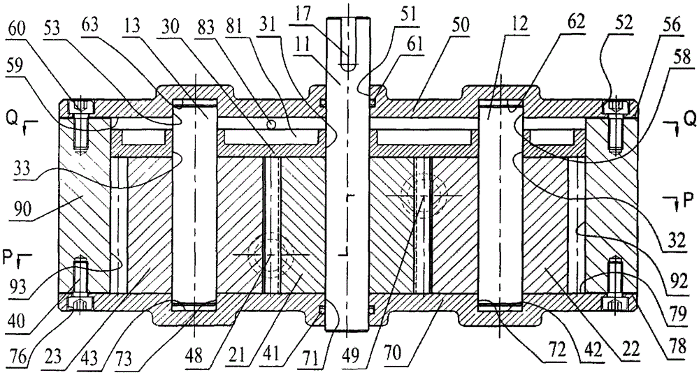 A self-balancing gear pump with internal and external threads