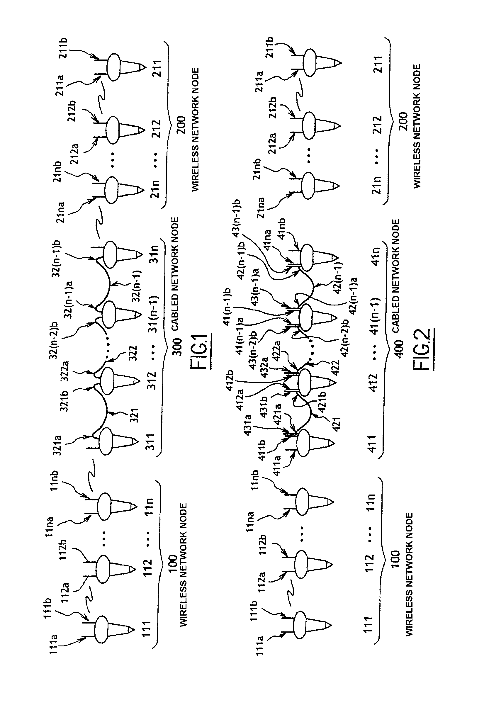 Mixed wireless and cabled data acquisition network