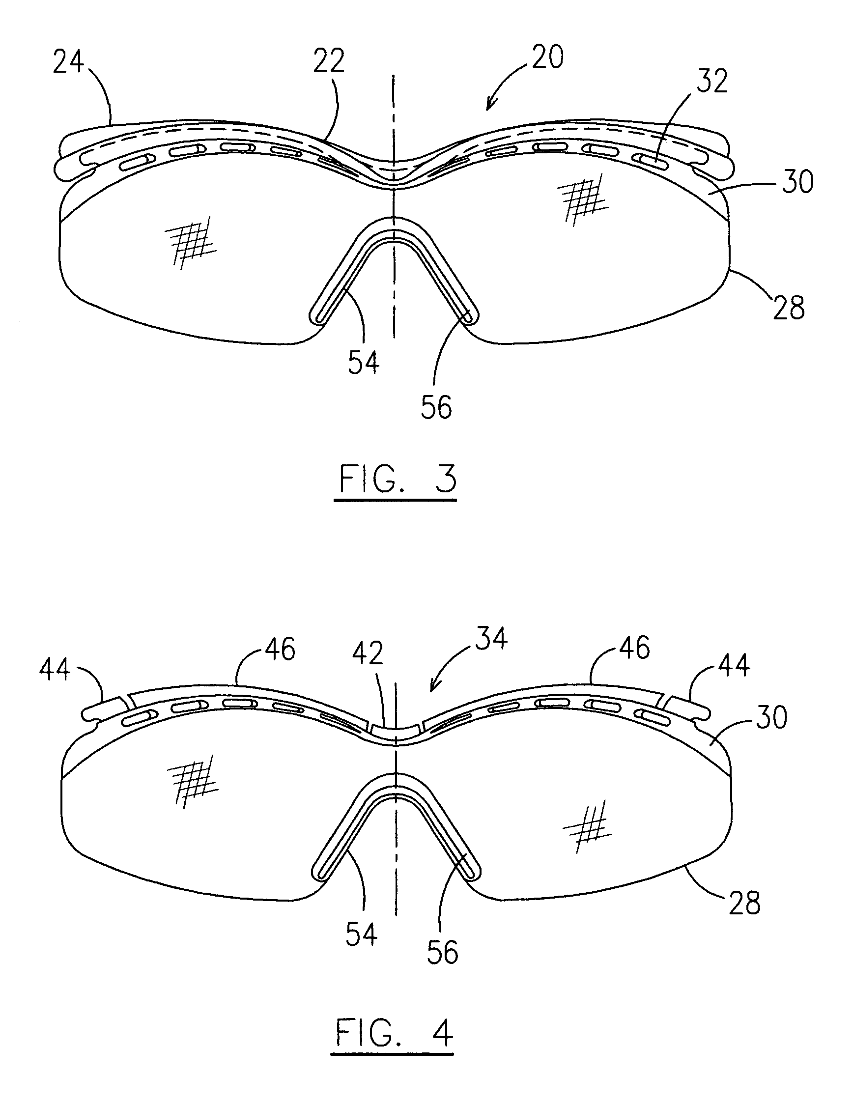 Eyewear having detachable lens retaining member