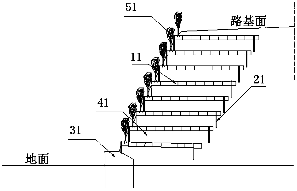 Slope of railroad bed, railroad bed and construction method