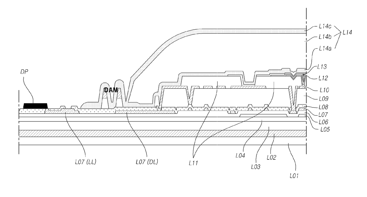 Organic Light-Emitting Display Panel and Organic Light-Emitting Display Device Having Built-In Touchscreen