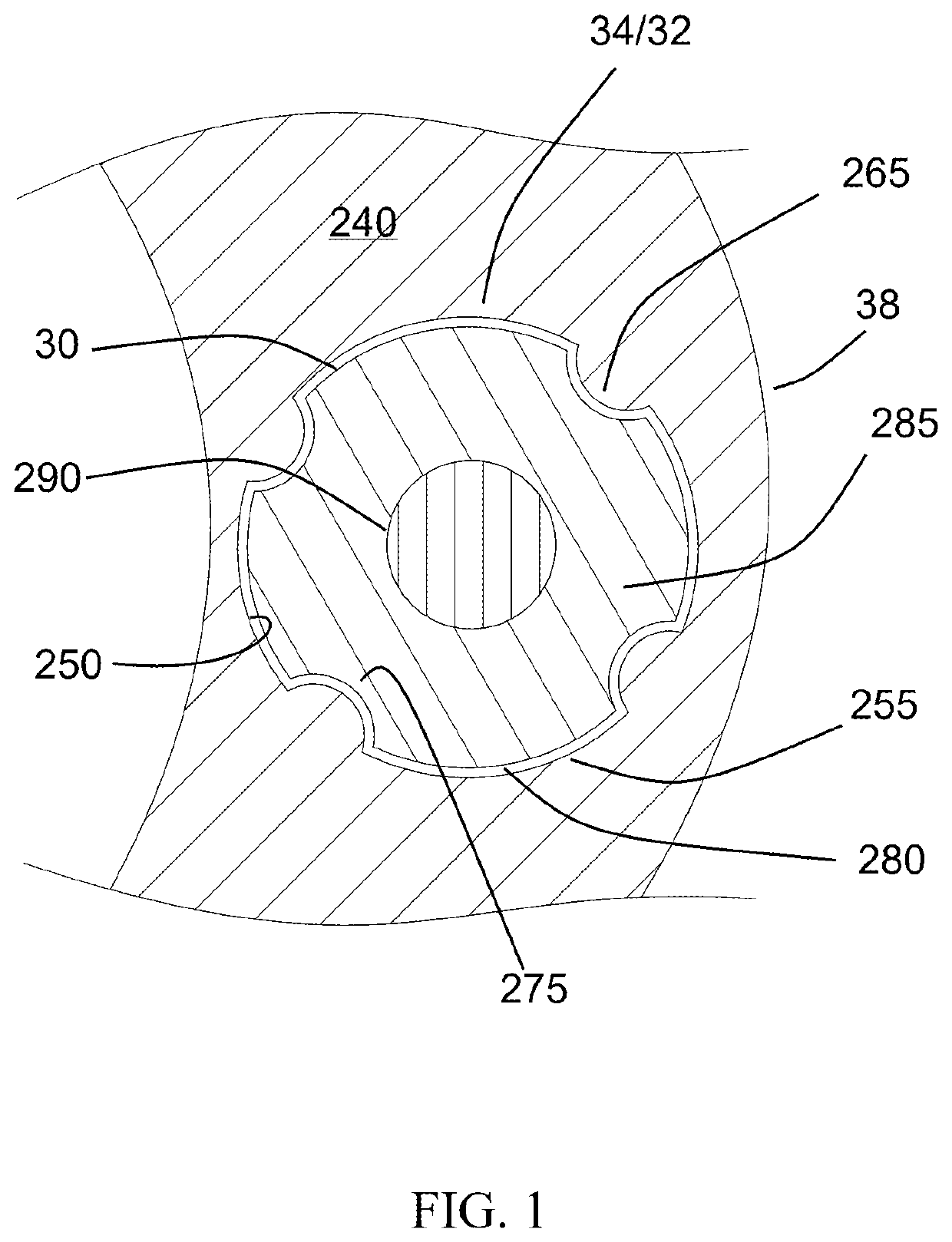 Drill pipe with fluted gun drilled passageway