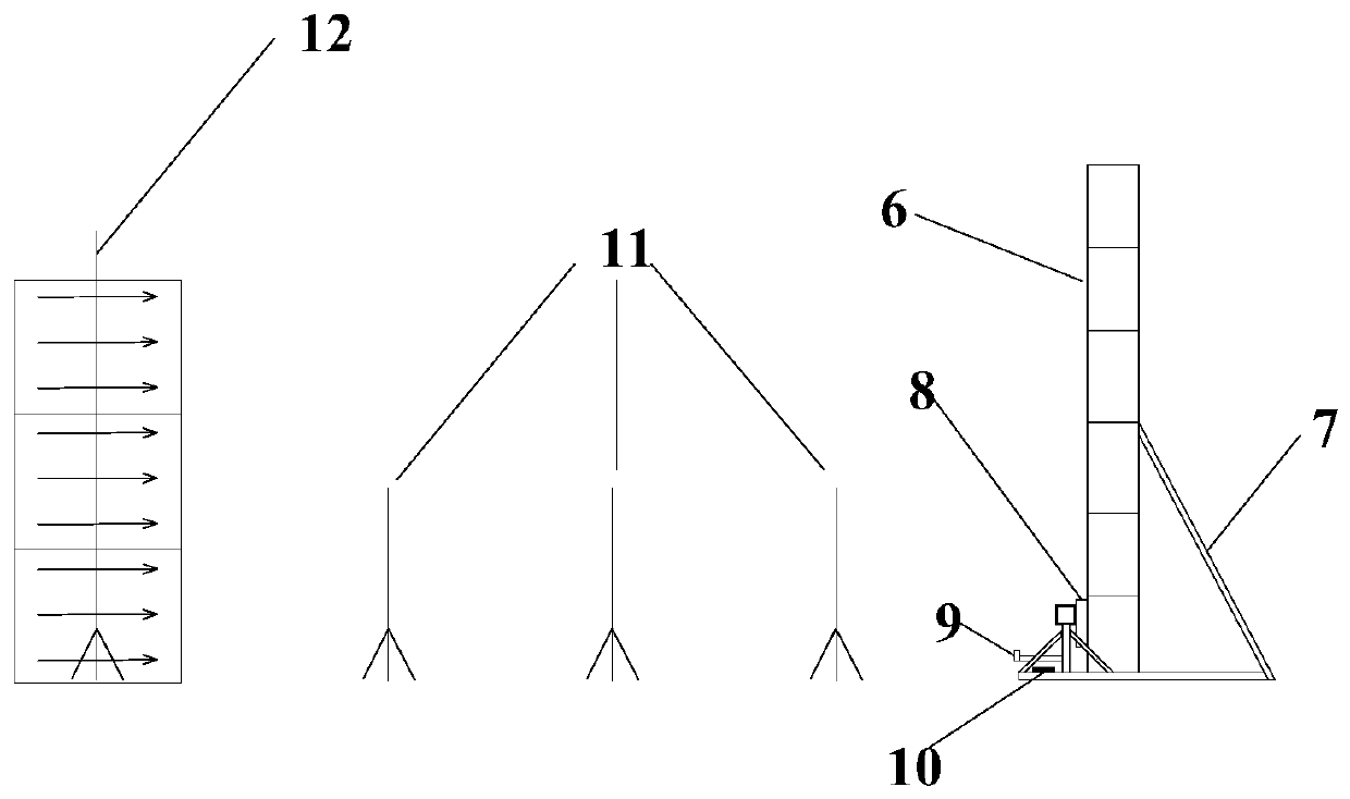 Large-scale wind wall wind field monitoring support assembly and monitoring test equipment