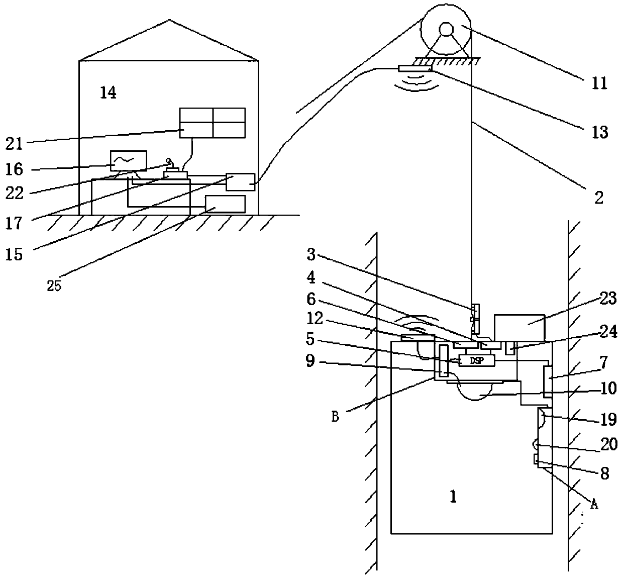 A lifting container monitoring system and tension fault monitoring method