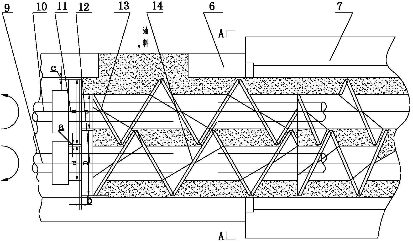 Double worm oil press capable of preventing oil materials from sliding out of chamber