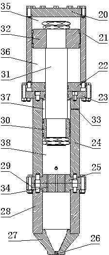 Pressure cylinder type liquid-solid mixed jet experimental device