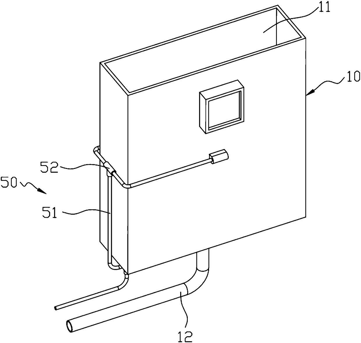 Cutter washing device with gradually changed spraying angle