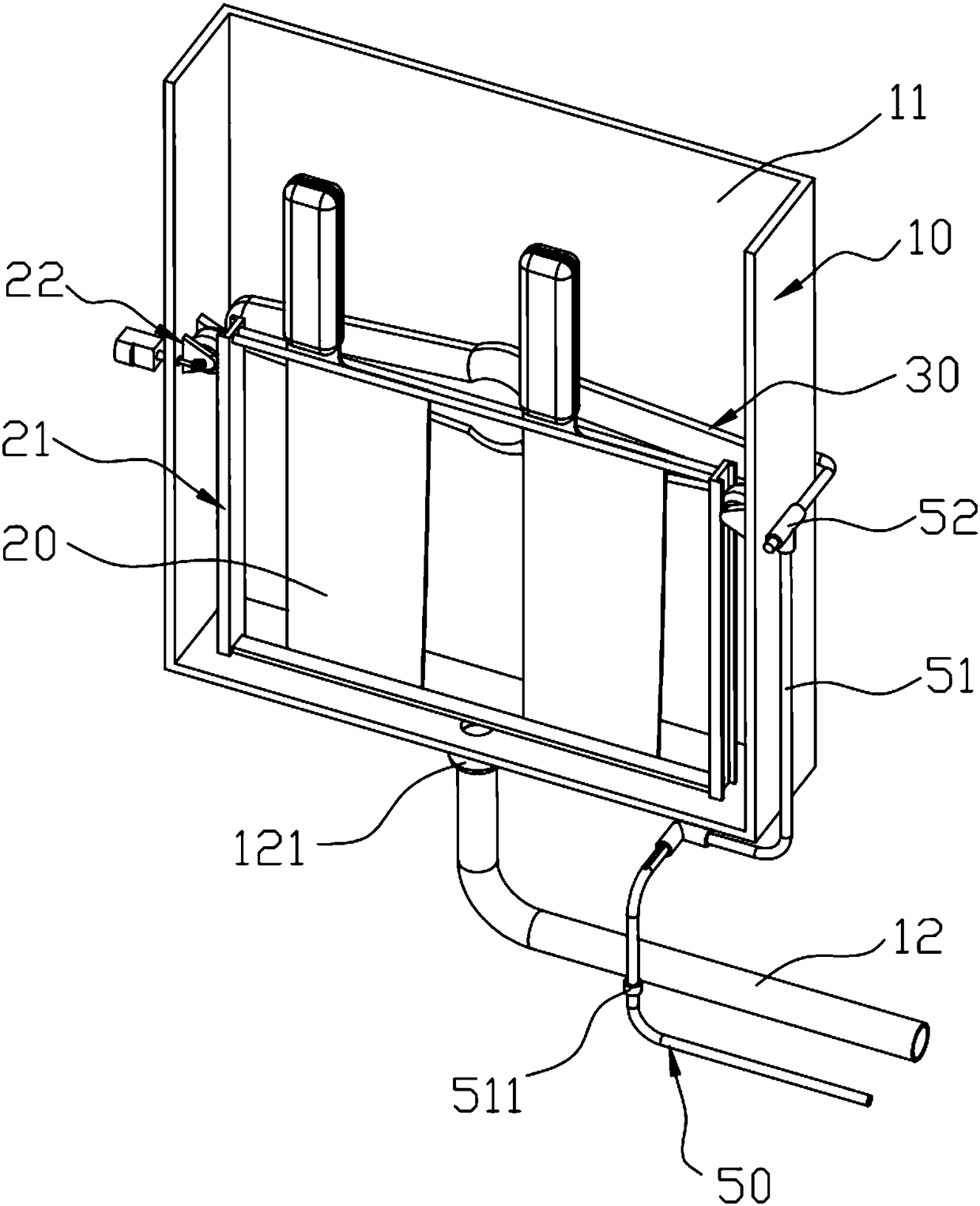 Cutter washing device with gradually changed spraying angle