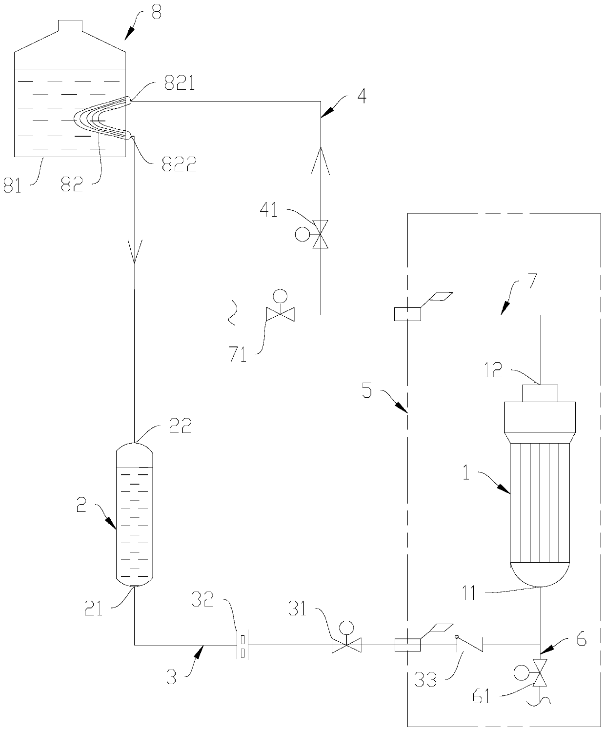 Passive waste heat removal system for secondary side of marine reactor and once-through steam generator