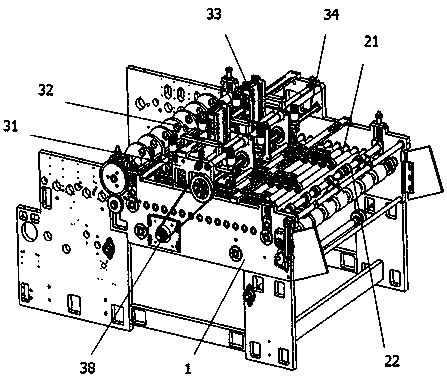 Bag opening card sticking device of hand bag machine