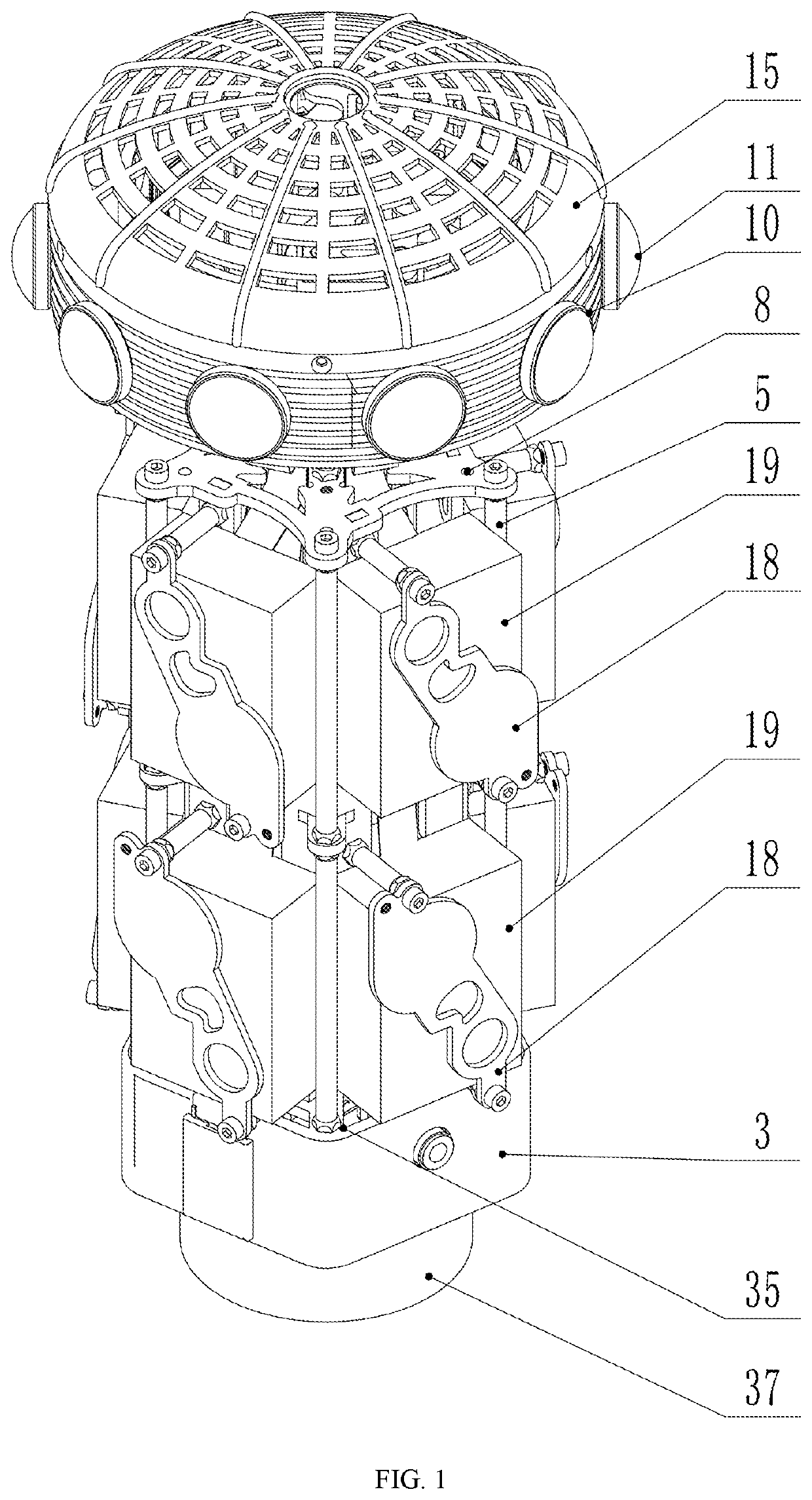 3D panoramic camera with built-in stabilizer