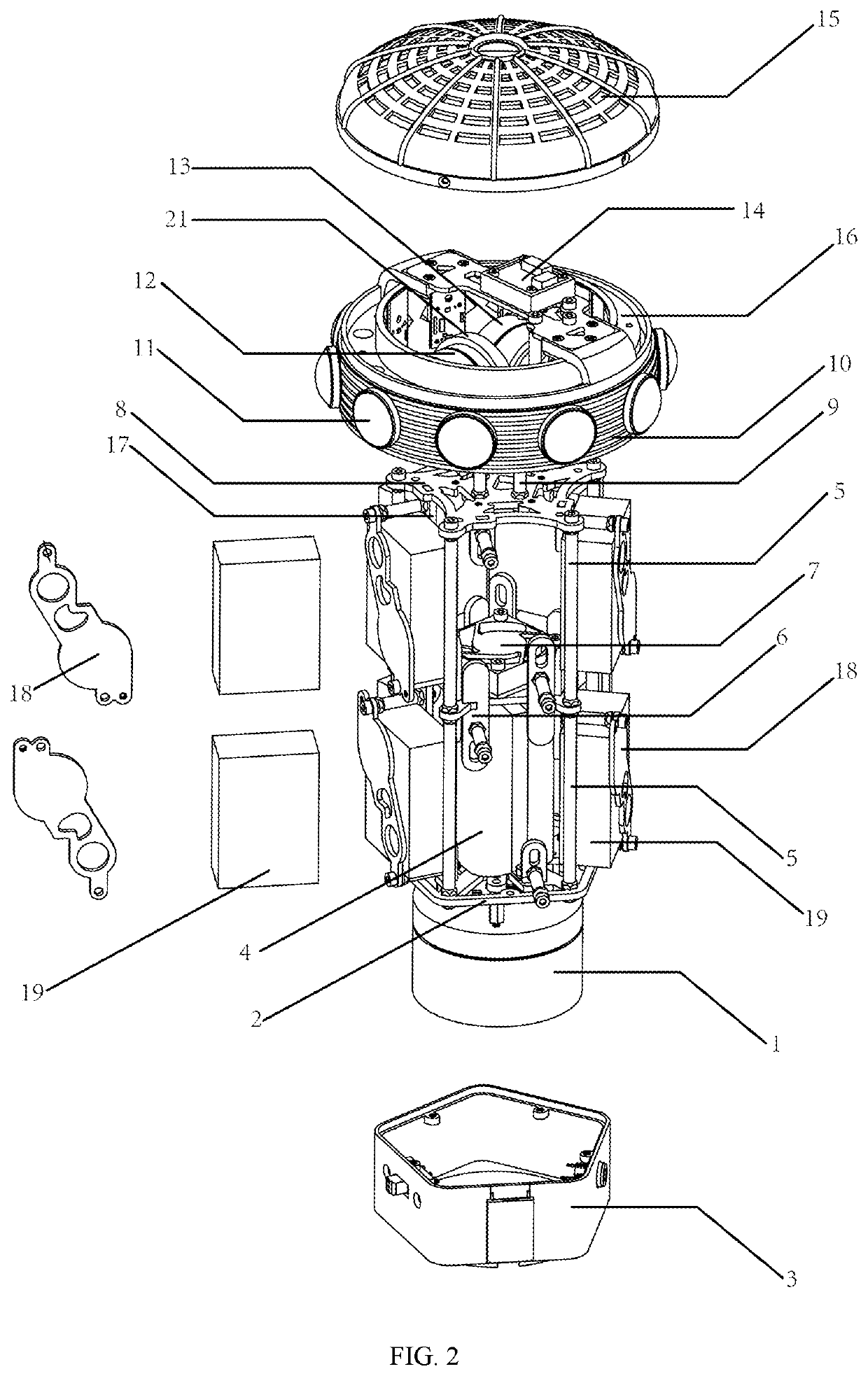 3D panoramic camera with built-in stabilizer