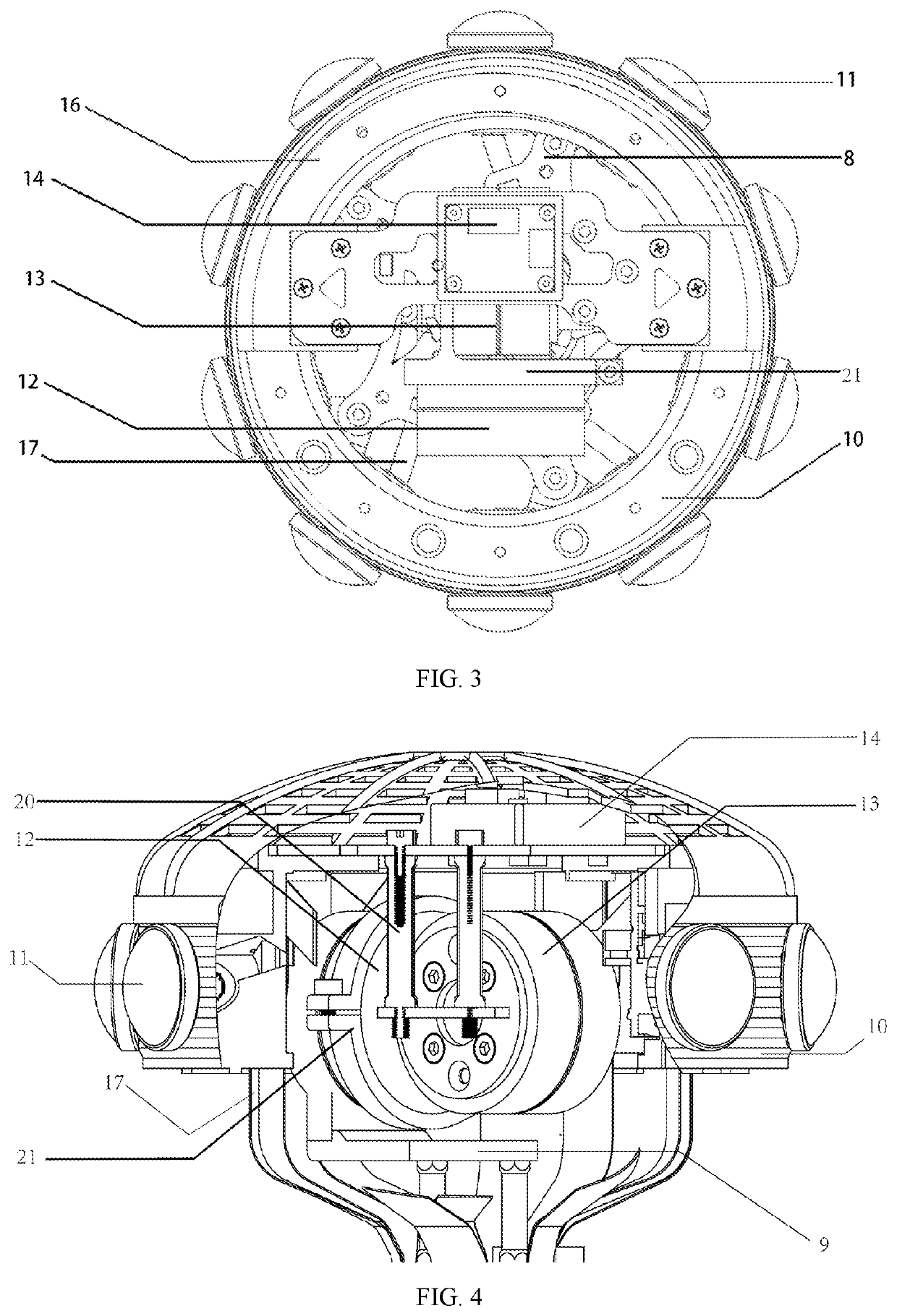 3D panoramic camera with built-in stabilizer