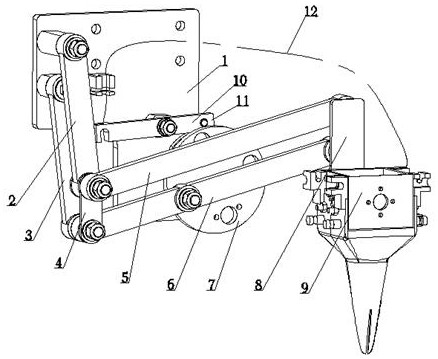 Combined crank rocker type transplanting mechanism