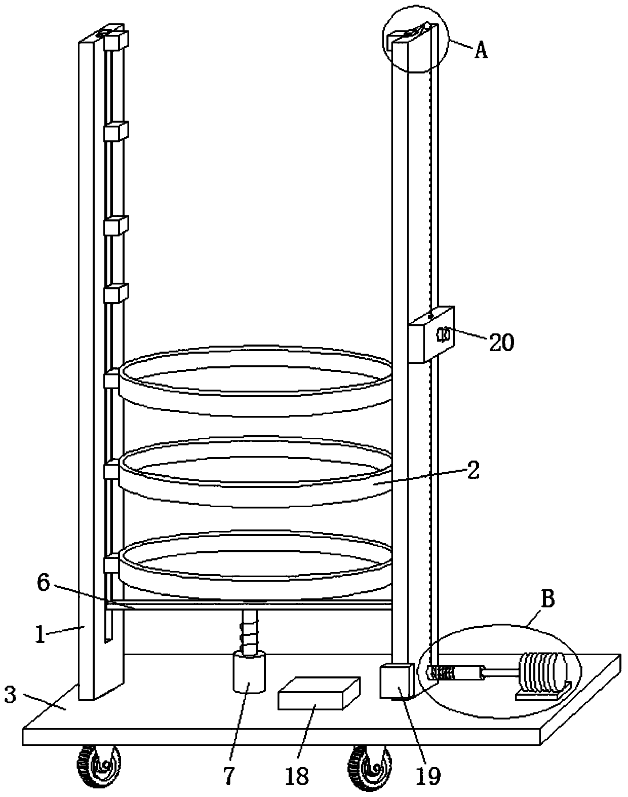 Height-adjustable airing device for capsicum seeds