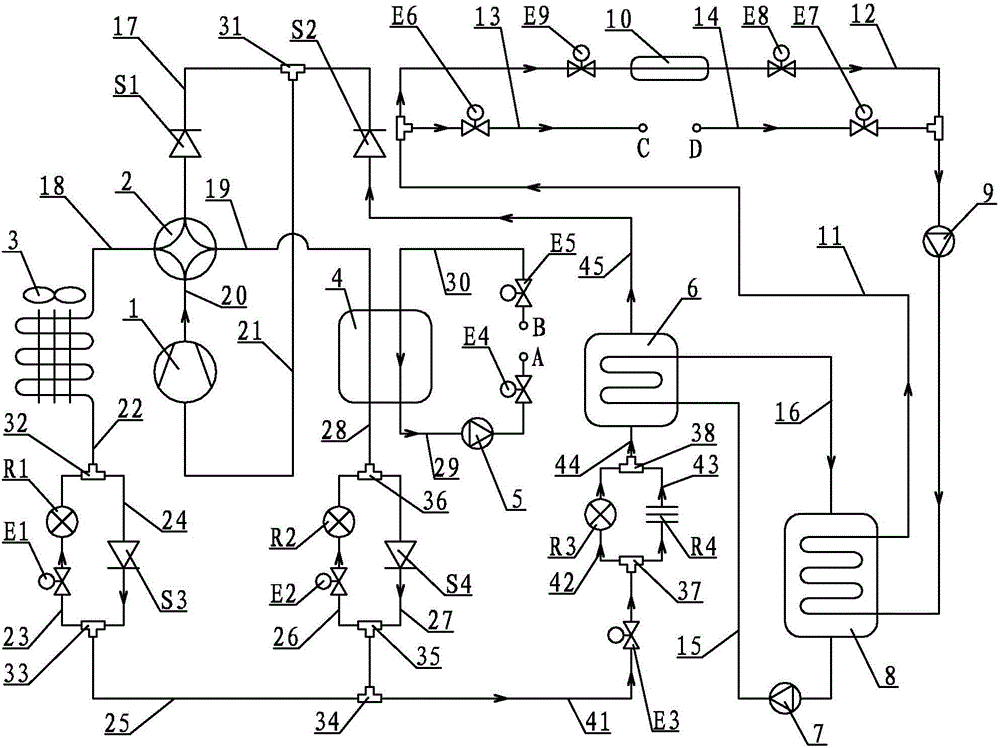 Flowing phase-change energy storing type falling-film evaporating heat pump unit