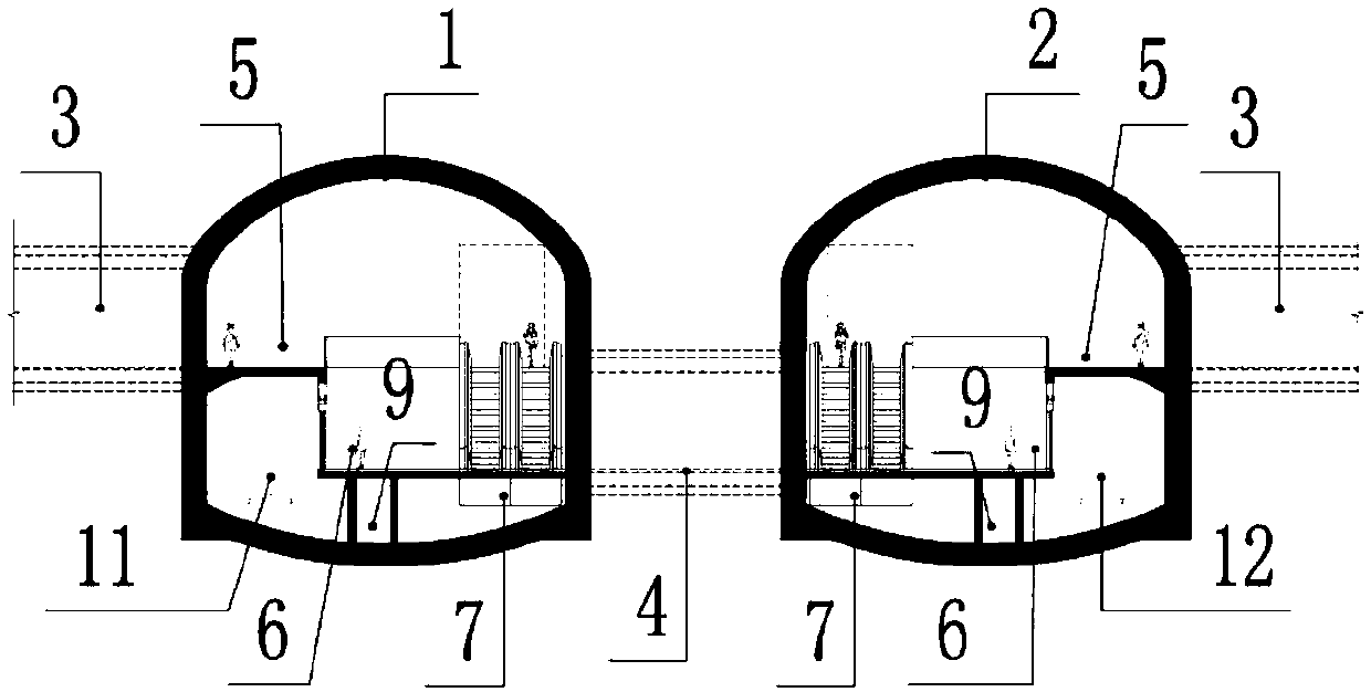 Separating-type underground excavated double-deck metro station