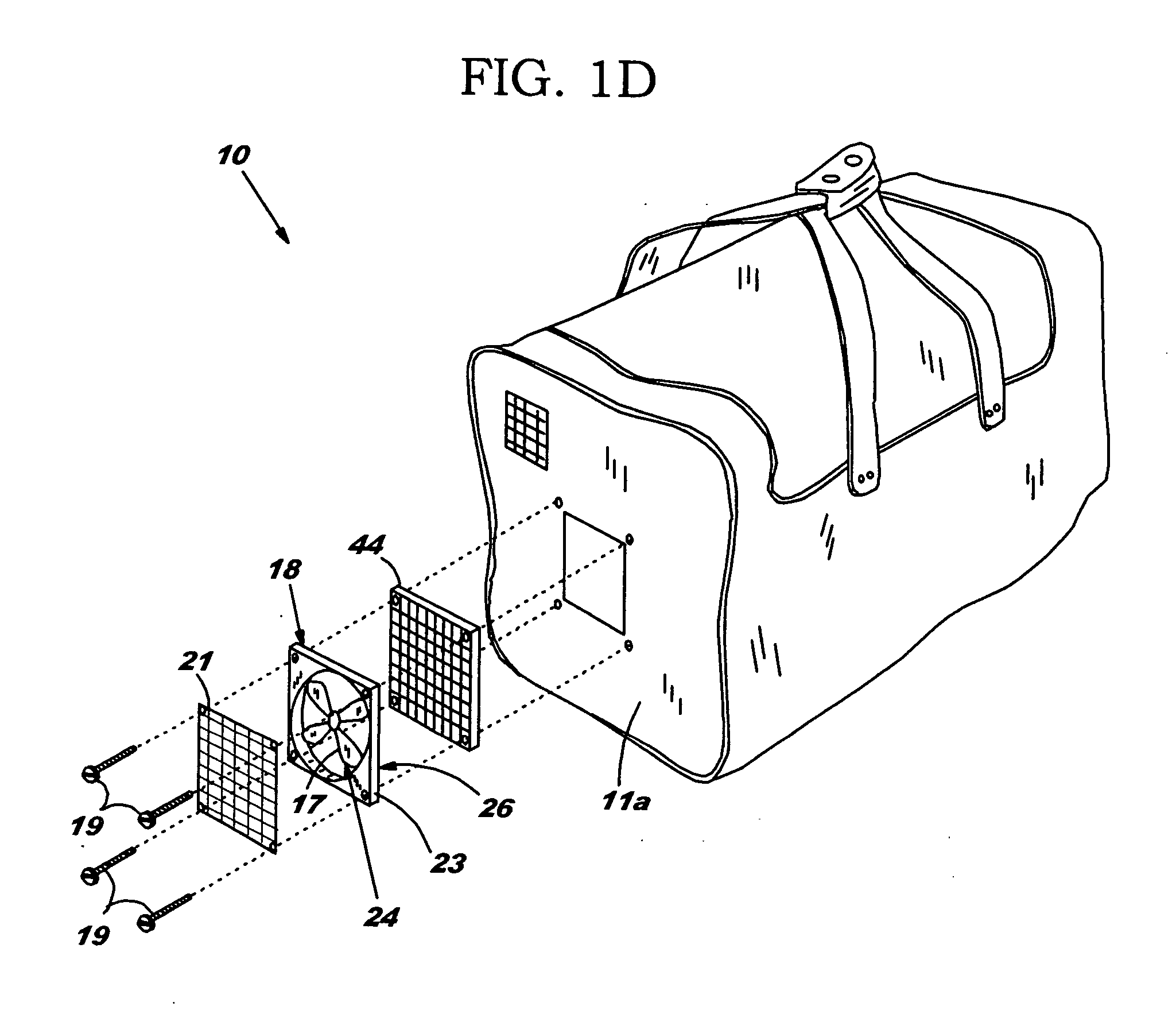 Bag with active ventilation