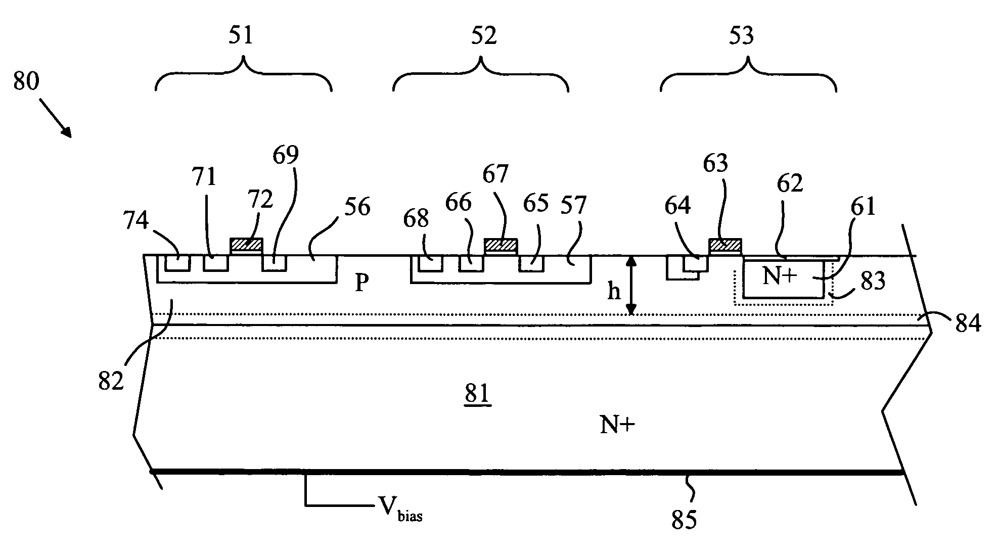 CMOS Detector with Reduced Sensitivity to X-Rays