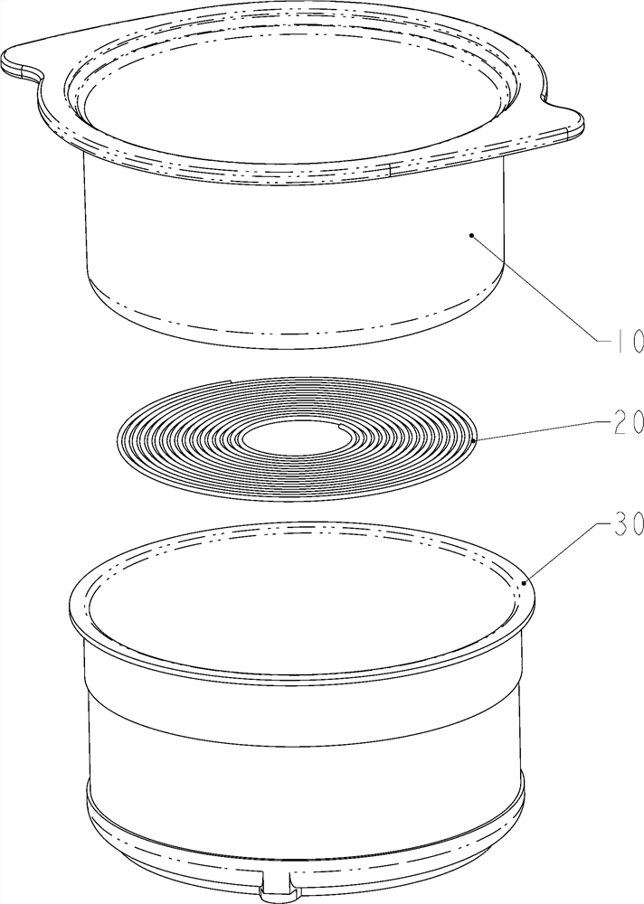 Electromagnetic heating structure for rapid heating and cooling of thin-wall pot body