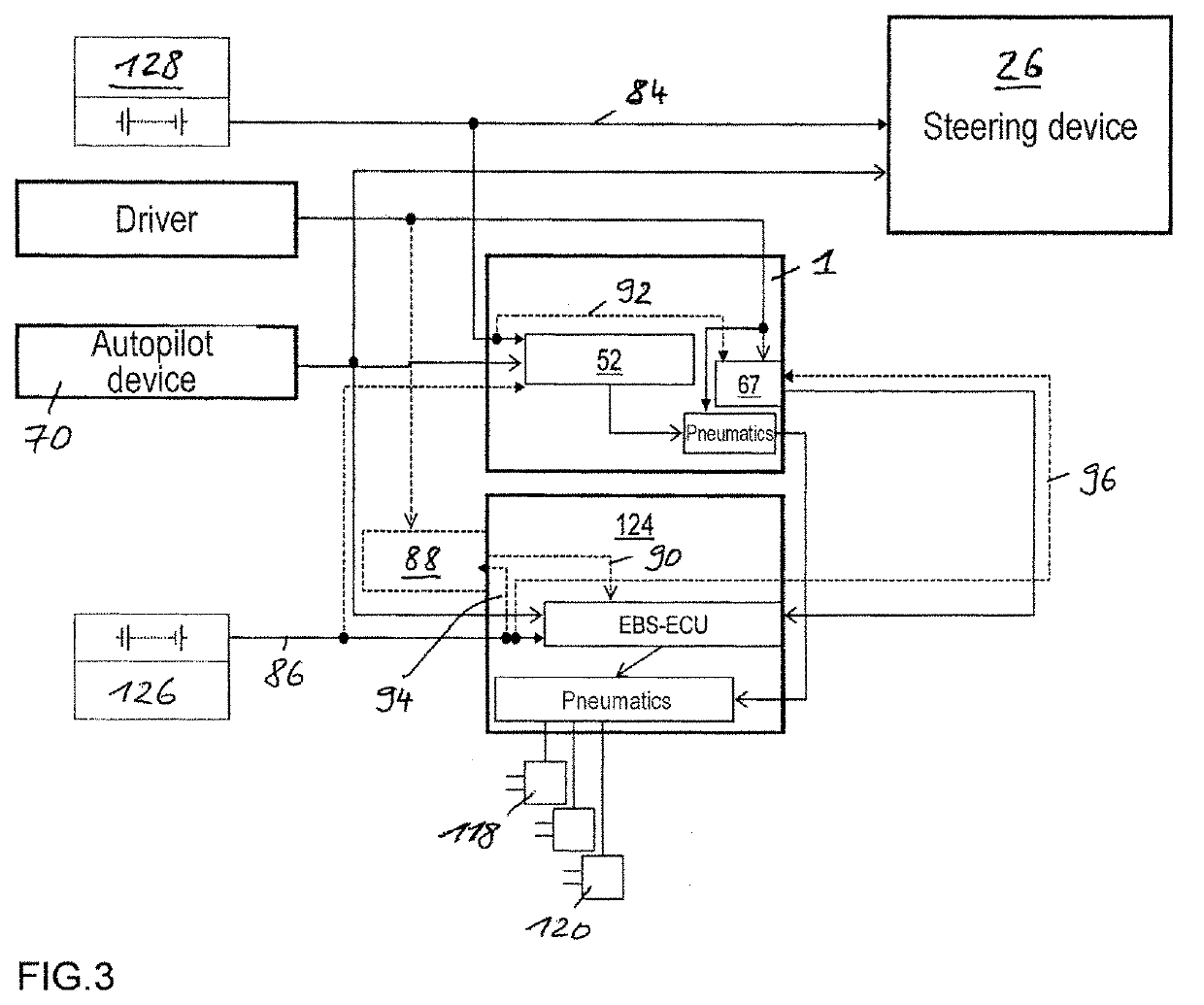 Electric apparatus of a vehicle having an at least partly electric braking and steering device