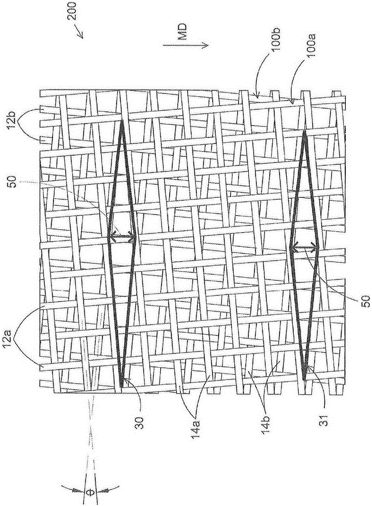 Press felt base fabric exhibiting reduced interference