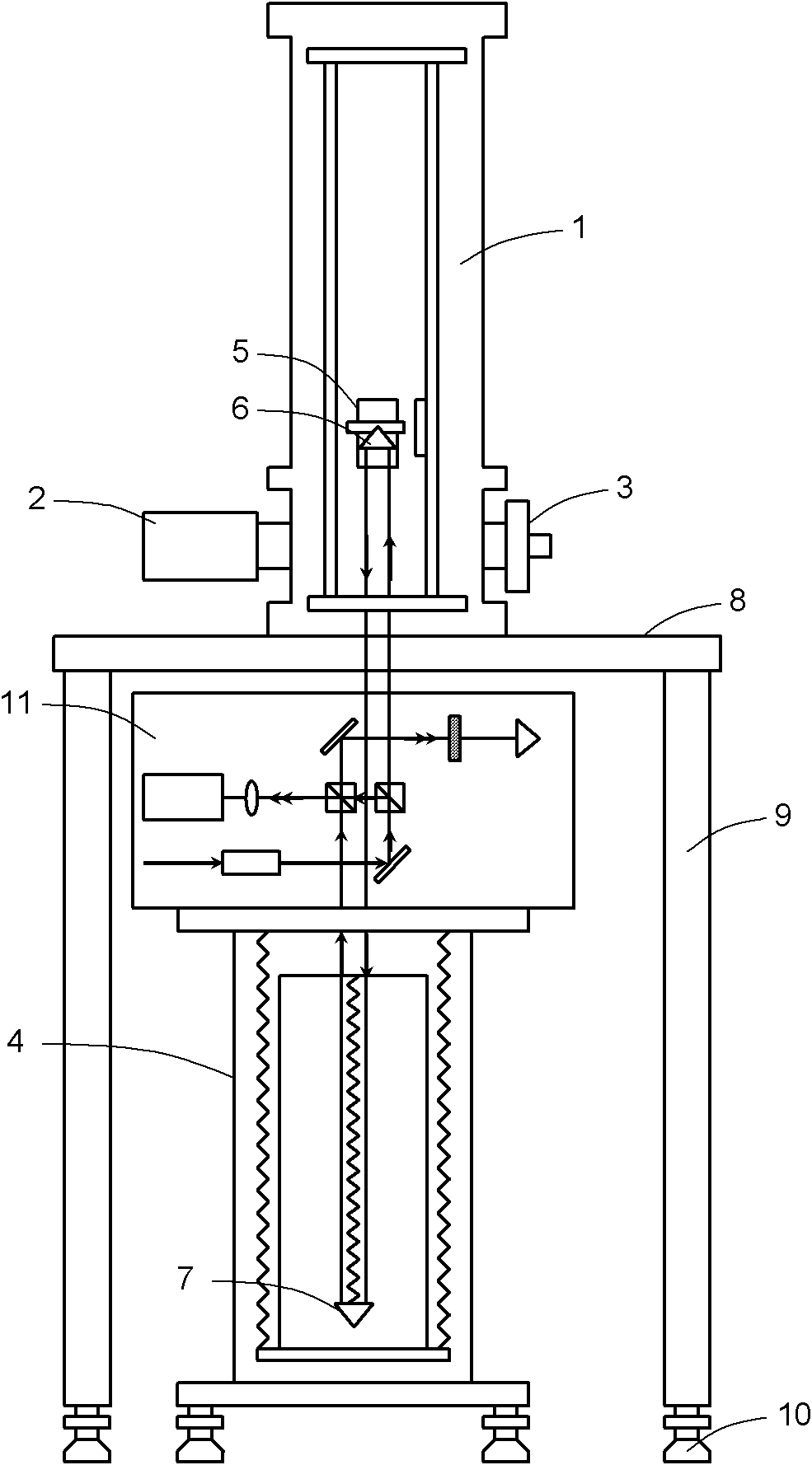 Absolute gravity measuring system and measuring method as well as falling method of free-falling body