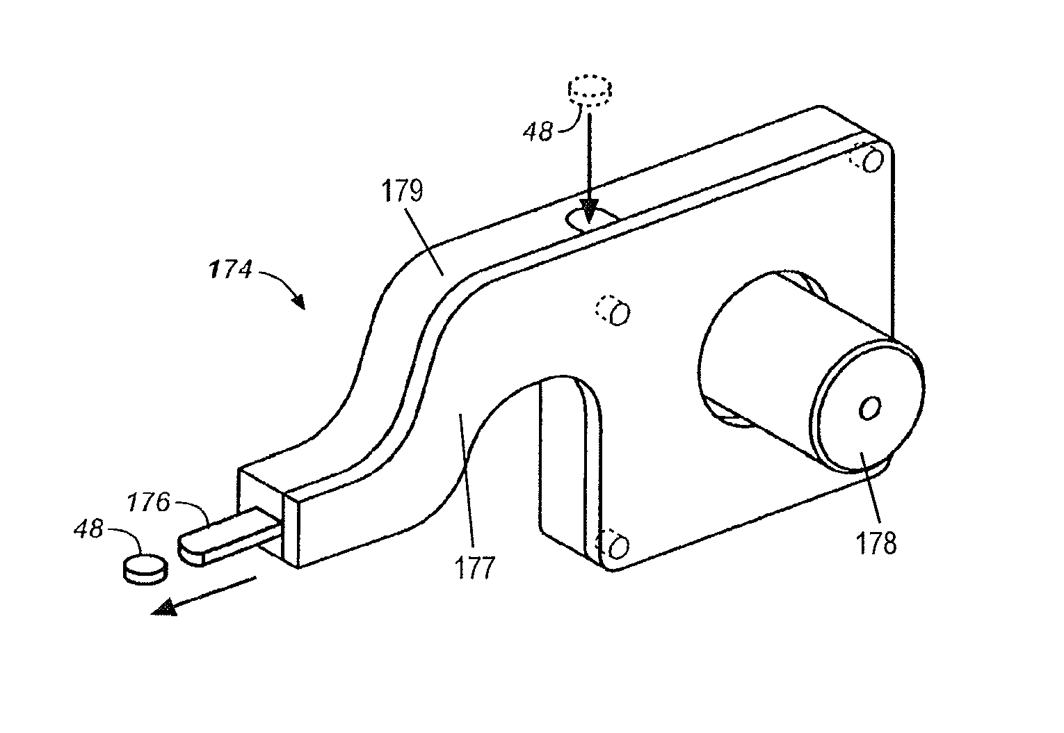 Drug dispensing device with flexible push rod